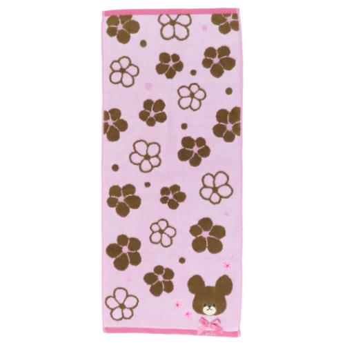 フェイスタオル くまのがっこう シャーリングロングタオル オーガニックコットン フラワーストリート ジャッキー 丸眞 新生活雑貨 絵本メール便可 マシュマロポップ