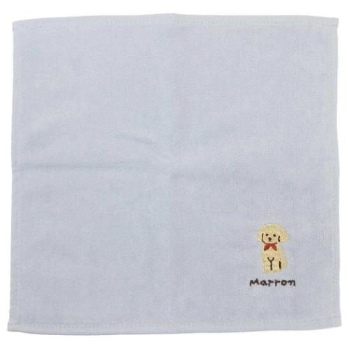 ミニタオル アニマル刺繍タオルハンカチ マロン いぬ ミントイン 汗拭きタオル かわいい メール便可 マ..