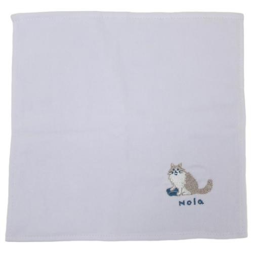 ミニタオル アニマル刺繍タオルハンカチ ノラ ねこ ミントイン 汗拭きタオル かわいい メール便可 マシ..