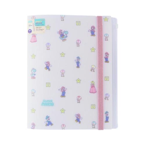 ポケットファイル スーパーマリオブラザーズ ゴムバンド付クリアファイル5P＋F 味方 新入学 サンスター文具 新学期準備文具 マシュマロポップ