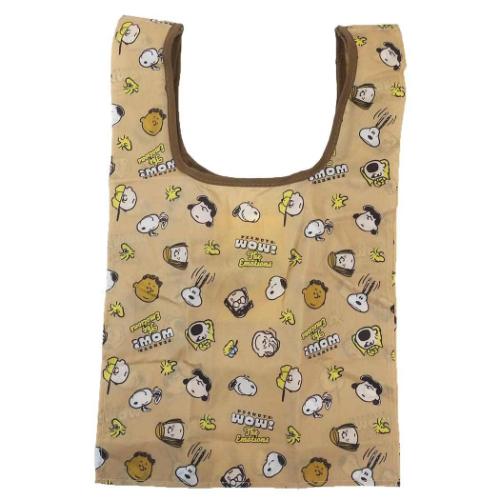 エコバッグ スヌーピー ポケット付きプチランチバッグ フェイス ピーナッツ マルヨシ ショッピングバッグ メール便可 マシュマロポップ