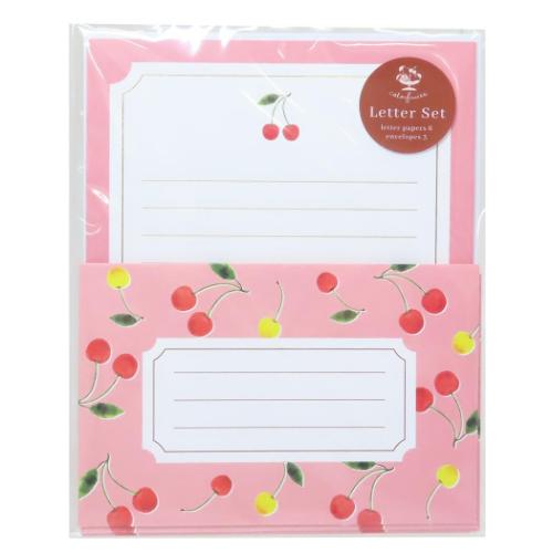 手紙セット colorfruits レターセット cherry Green Flash 便箋&封筒 かわいい メール便可 マシュマロポップ