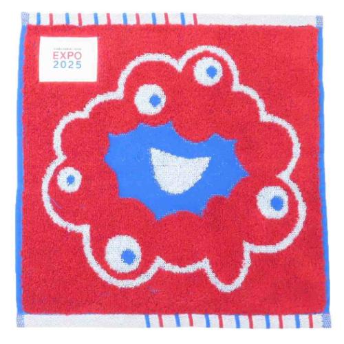ミニタオル ミャクミャク ジャガードハンカチタオル 2025大阪 関西万博 フェイスアップ 丸眞 汗拭きタオル メール便可 マシュマロポップ
