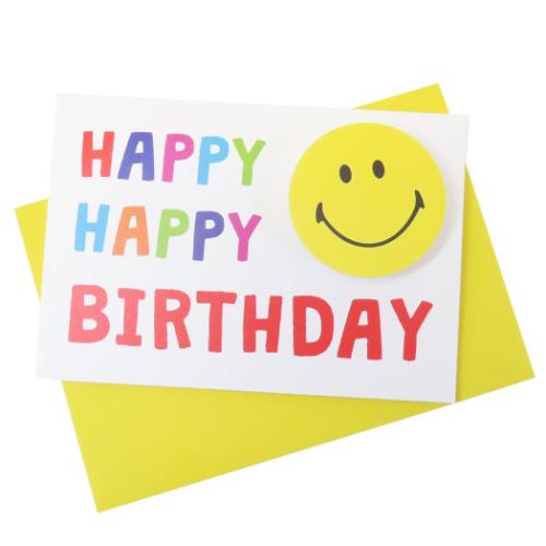 グリーティングカード スマイリーフェイス メッセージカード バースデー GE-109 Smiley Face アクティブコーポレーション 封筒付き メール便可 ...