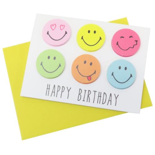 ミニメッセージカード スマイリーフェイス ミニカード バースデー 顔6つ MG-46 Smiley Face アクティブコーポレーション 封筒付き メール便可 ...