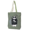 トートバッグ ファスナー付きキャンバストート マツネコ忍者 ねこ ミントイン 手提げかばん かわいい メール便可 マシュマロポップ
