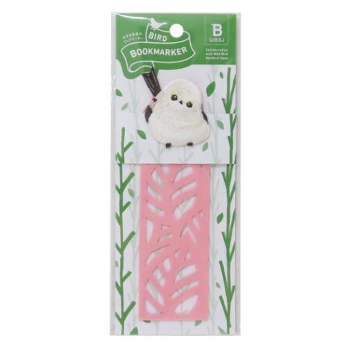 ブックマーク BIRD BOOKMARKER 刺繍しおり リーフ柄 シマエナガ ヒサゴ しおり かわいい メール便可 マシュマロポップ