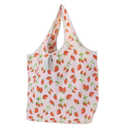 ショッピングバッグ かるい保冷エコバッグ いちごPK ミントイン お買い物かばん 軽量 折りたたみ コン..