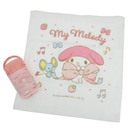 ミニタオル マイメロディ 抗菌ケース付おしぼり ビッグリボン サンリオ スケーター おしぼりタオル お..