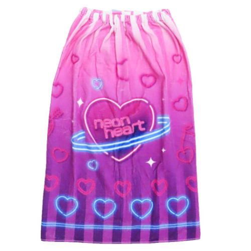 ラップタオル サンハート 80丈マキタオル 80cm丈巻き巻きタオル ネオンハート 丸眞 サマーレジャー用品 海プール着替えタオル マシュマロポップ