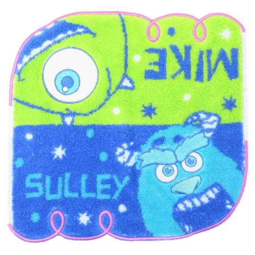 ハンドタオル モンスターズインク 無撚糸パイル ミニタオル ひょっこりドア ディズニー 丸眞 抗菌防臭加工 アップリケ刺繍 スカラップ刺繍 メール便可 マシュマロポップ