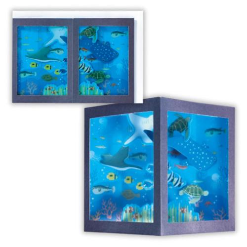 グリーティングカード 立体カード 水族館大水槽3 日本ホールマーク サマーグリーティングカード 透明立体 暑中見舞い メール便可 マシュマロポップ