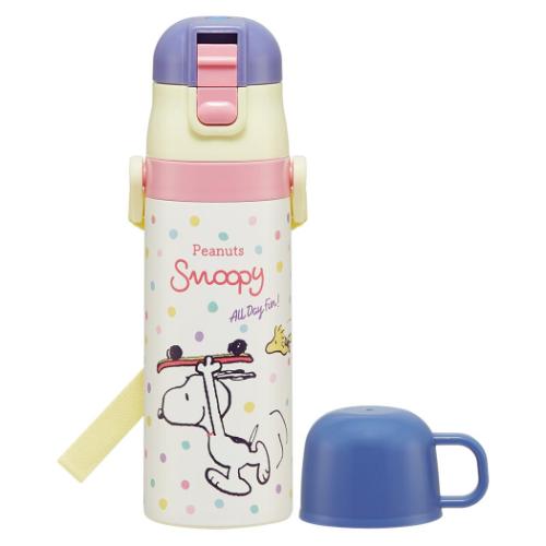 保温保冷水筒 スヌーピー 超軽量コンパクト2WAYステンレスボトル 直飲み470ml コップ飲み430ml スケー..