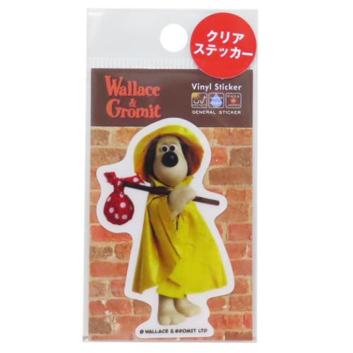 ビニールシール ウォレスとグルミット ダイカットクリアミニステッカー レインコート ゼネラルステッカー 耐水耐光 デコステッカー メール便可 マシュマロポップ