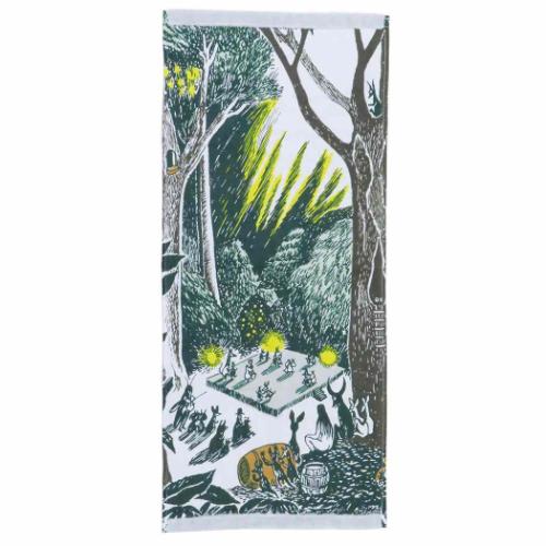 ロングタオル ムーミン フェイスタオル 踊る森 北欧 丸眞 オーガニックコットン メール便可 マシュマロ..