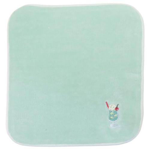 ミニタオル ハラペコレトロ タオルハンカチ クリームソーダ クーリア 汗拭きタオル レトロ 喫茶店 かわいい メール便可 マシュマロポップ