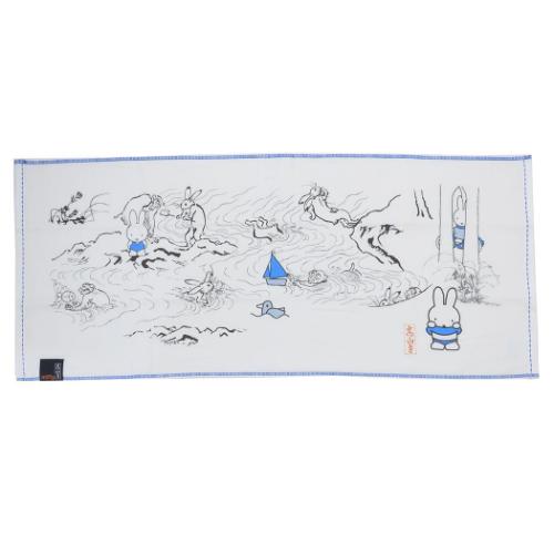 楽天ガールズ雑貨通販マシュマロポップフェイスタオル ミッフィー 片面ガーゼプリントロングタオル miffyx鳥獣戯画 川遊び ディックブルーナ マリモクラフト プレゼント 絵本メール便可 マシュマロポップ