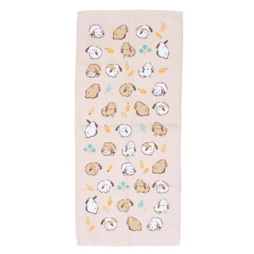 フェイスタオル 片面ガーゼプリントロングタオル ロップイヤーPK アニマル ミントイン 新生活 かわいい..