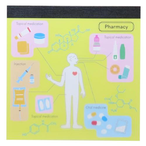 メモ帳 STUDY HOLIC メモパッド スクエア 薬学 Green Flash 新学期準備文具 事務用品 学び 学問 メール..