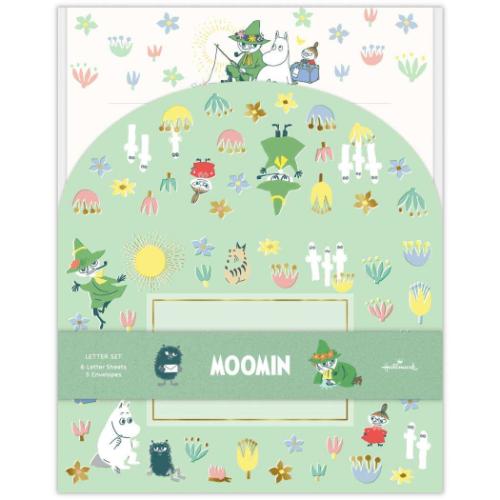 手紙セット ムーミン レターセット MOADグリーン 北欧 日本ホールマーク 便箋&封筒 メール便可 マシュマロポップ