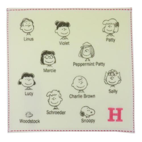 ミニタオル スヌーピー イニシャルミニタオル H ピーナッツ マリモクラフト 汗拭きタオル メール便可 ..