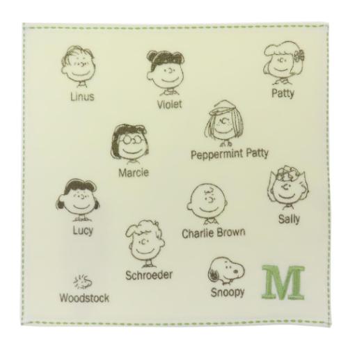 ミニタオル スヌーピー イニシャルミニタオル M ピーナッツ マリモクラフト 汗拭きタオル メール便可 ..
