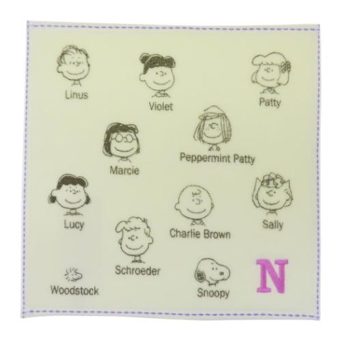 ミニタオル スヌーピー イニシャルミニタオル N ピーナッツ マリモクラフト 汗拭きタオル メール便可 ..