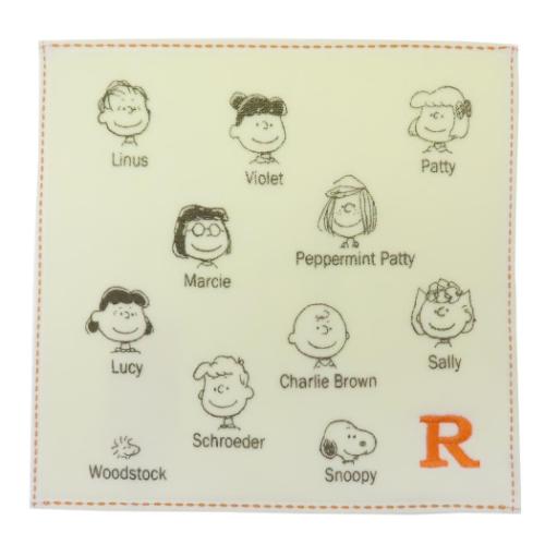 ミニタオル スヌーピー イニシャルミニタオル R ピーナッツ マリモクラフト 汗拭きタオル メール便可 ..