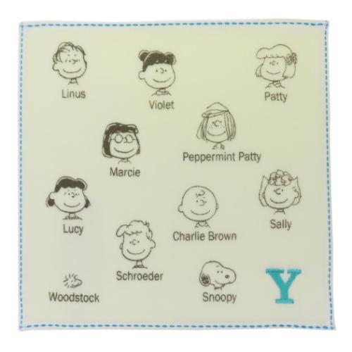 ミニタオル スヌーピー イニシャルミニタオル Y ピーナッツ マリモクラフト 汗拭きタオル メール便可 ..