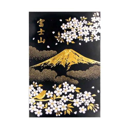 POSTCARD ROKKAKU 日本名所シリーズ 富士山 ポストカード 1枚入り 春 フタバ 箔押し インバウンド グリーティングカード メール便可 マシュマ...