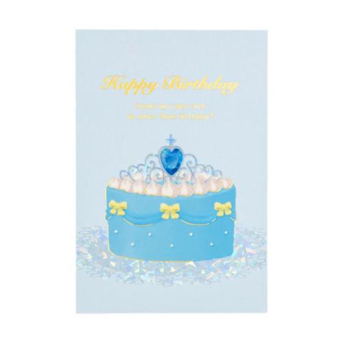 POSTCARD ROKKAKU Birthday Card バースデーカード 1枚入り ケーキ ブルー フタバ 箔押し 誕生日 メッセージカード グリーティン...