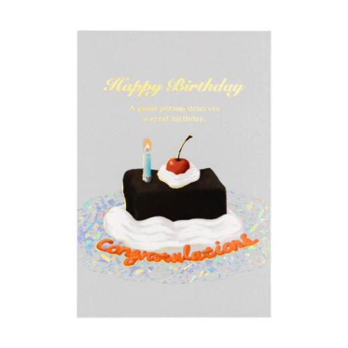POSTCARD ROKKAKU Birthday Card バースデーカード 1枚入り ケーキ チョコ フタバ 箔押し 誕生日 メッセージカード グリーティン...