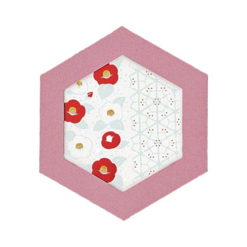 グリーティングカード ROKKAKU CARD メッセージカード やまとなでしこ 椿 フタバ 和柄 箔押し カード＆..