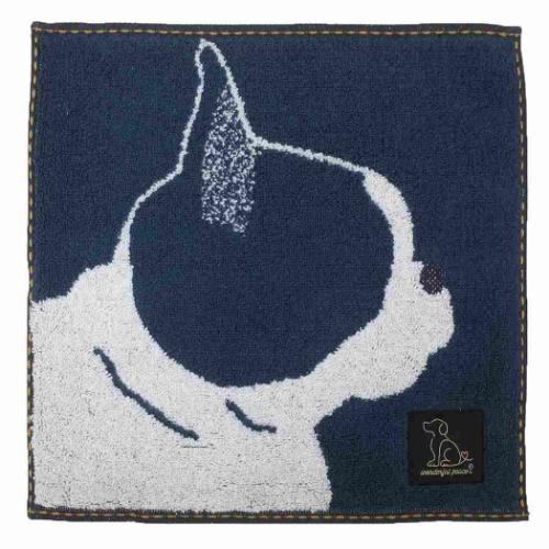 ミニタオル ワンダフルピース 無撚糸パイルジャガードハンカチタオル プロフィール フレンチブルドッグ いぬ 丸眞 かわいい 汗拭きタオル メール便可 マシュマロポップ