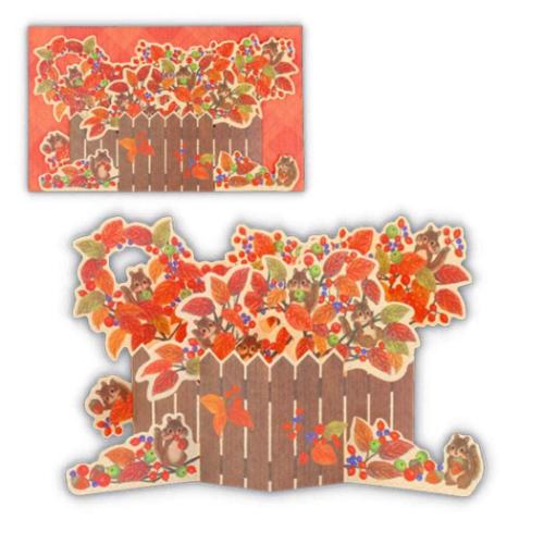 グリーティングカード 立体カード リスと紅葉2 日本ホールマーク 秋 オータム メッセージカード メール便可 マシュマロポップ