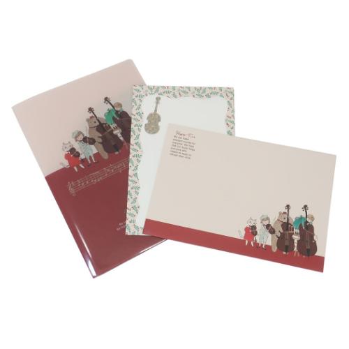 手紙セット＆ポケットファイル Happy Tone ファイル付レターセット アイネクライネ 木野瀬印刷 便箋＆..