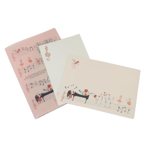 手紙セット＆ポケットファイル Happy Tone ファイル付レターセット カノン 木野瀬印刷 便箋＆封筒 ミニ..