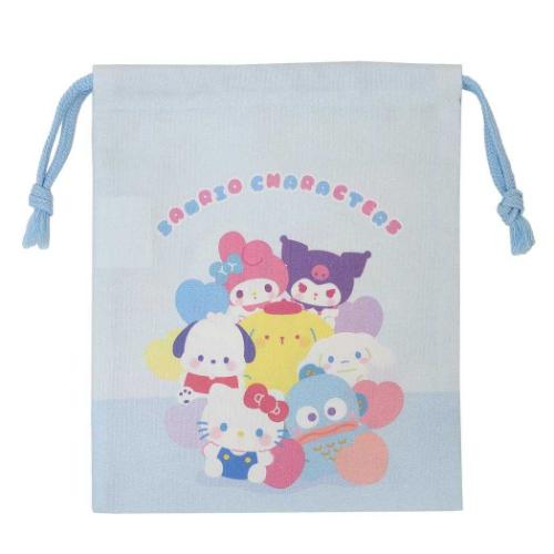巾着袋 サンリオキャラクターズ 巾着S きんちゃくポーチ サックス サンリオ マルヨシ 新学期準備雑貨 幼稚園 小学生 メール便可 マシュマロポップ