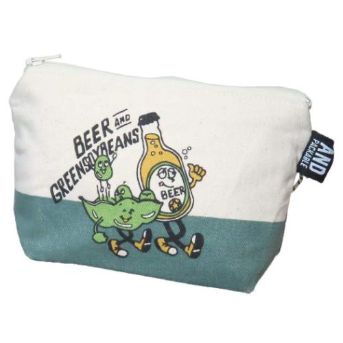 ペンポーチ AND PACKABLE ジッパーポーチ PO ビール＆エダマメ GR テクノプライム 小物入れ かわいい メール便可 マシュマロポップ