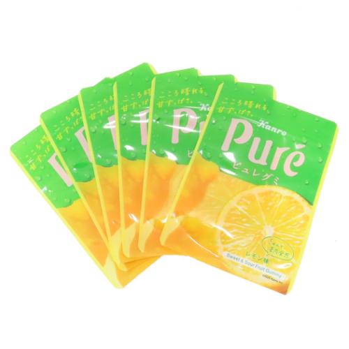 小分けビニール袋 ピュレグミ チャック付き袋 6枚入り A7サイズ レモン funbox 小物入れ かわいい メール便可 マシュマロポップ