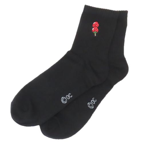 女性用靴下 おえかきさん ししゅうソックス いちごあめさんブラック オクタニ ワンポイント スクールソックス かわいい メール便可 マシュマロポップ