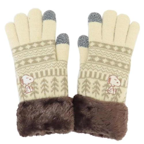 手袋 スヌーピー ワンポイント刺繍スマホ対応手袋 みつめる ピーナッツ スモールプラネット 防寒用品 ..