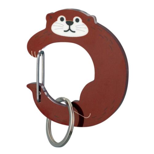 キーリング アクリルカラビナキーホルダー カワウソ アニマル デコレ 鍵ホルダー かわいい マシュマロ..