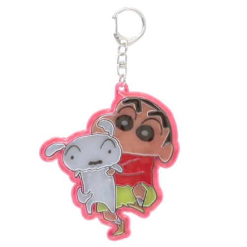 キーリング クレヨンしんちゃん ぴかぴかキーホルダー2 しんちゃん＆シロ ライト付き 光る 名札 アニメメール便可 マシュマロポップ