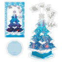 クリスマスカード クリスマスツリーカード 立体カード クリアフライングサンタツリー 日本ホールマーク Xmas メッセージカード メール便可 マシュマロポップ