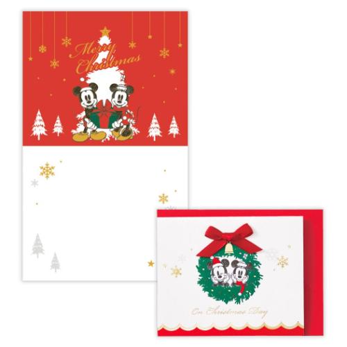 クリスマスカード ミッキー&ミニー ミニカード DNMM リースからミニ ディズニー 日本ホールマーク Xmas メッセージカード メール便可 マシュマロポップ