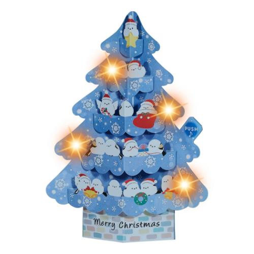 グリーティングカード CHRISTMAS メロディJXPM 3-5 クリスマスカード 立体 シマエナガツリー サンリオ プレゼント ポップアップ メール便可 マ...