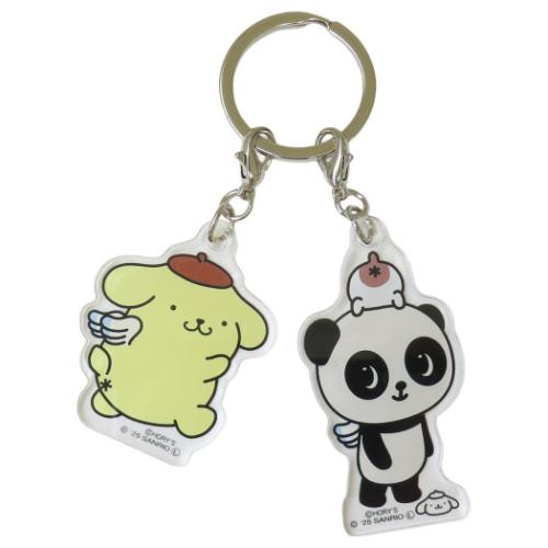 キーリング パンシェルxサンリオキャラクターズ 2連アクリルキーホルダー パンシェル ポムポムプリン ..