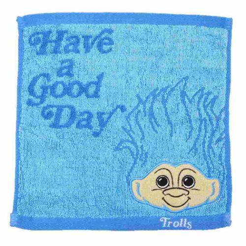 ミニタオル トロールズ パイルジャカード ハンカチタオル トロールブルー 丸眞 汗拭きタオル メール便..