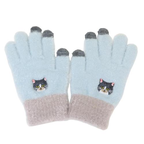 手袋 スマホ手袋 ハチワレ トモコーポレーション 防寒用品 レディース手袋 5本指タイプ ウォーマー雑貨..